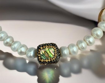 Perlenchocker Chocker aus Perlen Halskette mit Anhänger, Kette mit Anhänger, Perlenhalskette mit Anhänger, Geschenk Frau Geburtstagsgeschenk