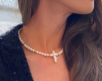 Brautschmuck Halskette, Elegante Perlenkette, Geschenk für Frau, Süsswasserperlen, Perlen Halskette Brautgeschenk hochwertig Perlenhalskette