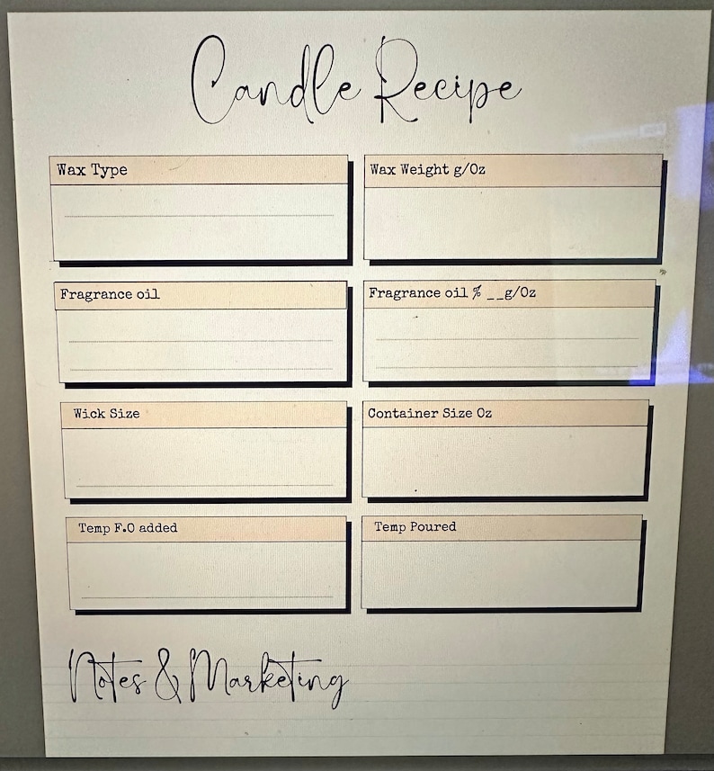 Candle Making Notes Candle Recipe PDF Printable - Etsy