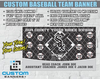 Baseball Team Sports Soccer Custom 13oz FULL COLOR Indoor/Outdoor Vinyl Banner, Free Designing, Free overnight FedEx! Fast, quality banners!