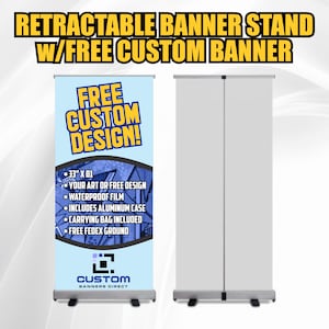 Custom Roll-Up Retractable Banner Stand, Pop-Up Film Banner Stand, Sign Stand, Aluminum Case, Carrying Bag, Free Design, Free Shipping