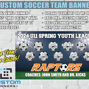 Soccer Team Sports Player Custom 13oz FULL COLOR Indoor/Outdoor Vinyl Banner, Free Designing, Free overnight FedEx! Fast, quality banners!
