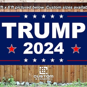 Pancarta de voto electoral del presidente Donald J Trump 2024, pancarta de vinilo personalizada a todo color para interiores/exteriores de 13 oz con ojales, envío GRATIS DURANTE LA NOCHE