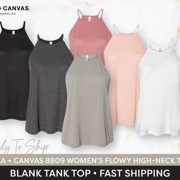 Bella Canvas Tank Top 8809 Simple Ladies Summer Tank Top Women's Flowy High-Neck Tank Blank Ladies Tank Super Soft Plain Comfortable Tank