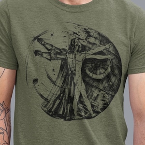 Vitruvian Man Darth Vader with death star T-shirt, Star Wars shirt, Storm Trooper outfit tee, Da Vinci Darth Vader tee, inspired Renaissance