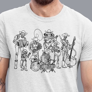 Star Wars Shirt Droiden T-Shirt Film Musik Erwachsene Geschenk für Männer T Shirt, C3-PO BB-8 R2-D2 D-O lustige Parodie T-Shirt, Droids Musik Outfit Tee