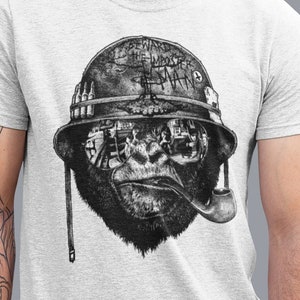 Gorilla Men&#39;s Graphic TShirt, Beware the imposter of man Tee, Gorilla Inspired Design, Army Animal Print, Funny Husband Gift, Cool Ape Shirt
