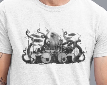 Octopus Playing Drums Men T-Shirt Gift, Drummer Shirt Octopus Gift Drumming Shirt, Drummer Tee Drum Shirts, Music Gifts Mens Tshirt