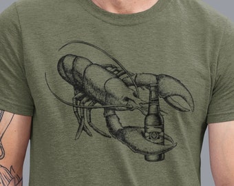 Lobster Beer T-Shirt, Beer Lover Gift, Funny Drinking Craft Beer Shirt, Animal Graphic tee, Beer Shirts, Maine Shirt, Boyfriend Husband Gift