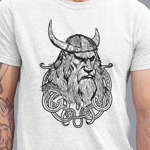 Graphic Viking Warrior Lion Tee, ODIN VIKING shirt, Animal Print TShirt Mens Unisex Tee, Vikings T-Shirt, Valhalla Tee, Norse Mythology Gift
