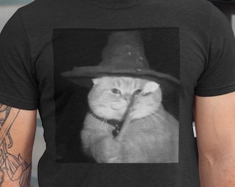 Camiseta con meme de gato mago, divertida camiseta con meme de gatito, regalo para amantes de los gatos