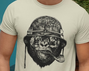 Beware the imposter of man Tee, Gorilla Men's Graphic TShirt, Army Animal Print, Funny Husband Gift, Cool Ape Shirt