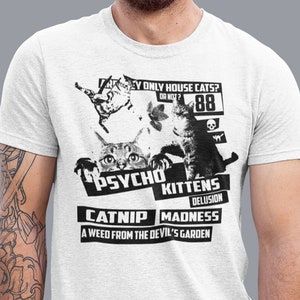 Catnip Madness Cute Cat Shirts, Cool Cat Sweatshirt, Cat Lover Gifts, Funny Shirts with Cats, Cool Graphic Tshirts, Vintage Cat Graphic Tee