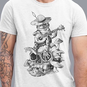 Frog Playing Guitar Men Graphic Shirt Gift, Music Tee, Musician Gifts Unisex Mens Tshirt, Animal Skull T-shirt, Animal Skeleton Tee