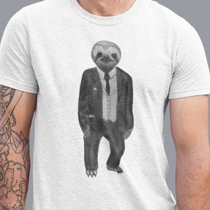 Cool Suit Sloth Mens Graphic T-Shirt, Stylish Slothee Tee, Graphic Tee, Cute Animal Shirt, Funny Boyfriend Gift,