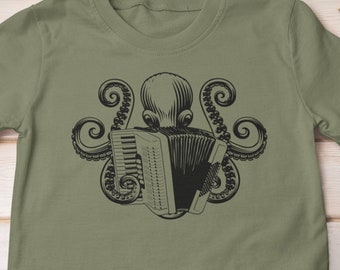 Octopus Playing Accordion Men T-Shirt Gift, Music Shirt Octopus Gift Shirt, Accordionist Tee Drum Shirts, Music Gifts Mens Tshirt Gift,