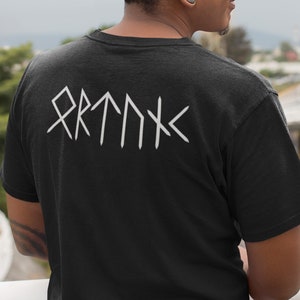 NAME in RUNES Viking T-Shirt, Personalized Futhark Runes Tee, Custom Norse Tee Shirt, Unisex Viking Clothes, Norse Mythology Gifts