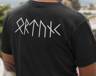 NAME in RUNES Viking T-Shirt, Personalized Futhark Runes Tee, Custom Norse Tee Shirt, Unisex Viking Clothes, Norse Mythology Gifts
