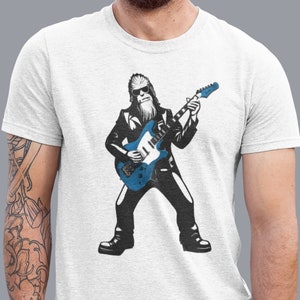 Sasquatch Electric Guitar T Shirt, Bigfoot Playing Guitar Tee, Cool Vintage Graphic Rock Gift, Guitarist Player TShirts, Funny Novelty Shirt