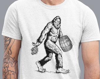 Bigfoot Beer Shirt, Cool Beer TShirt, Sasquatch Drinking Tee, Vintage Alcohol Hilarious Gift, Yeti Graphic Novelty Shirts, Funny Bar Pub tee
