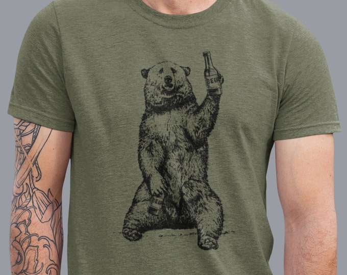 Craft Beer Drinking Bear Shirt for Beer Lover, Bear Beer T Shirt, Funny Beer Tee, Funny Camping Shirt Funny Hiking Shirt For Men Women