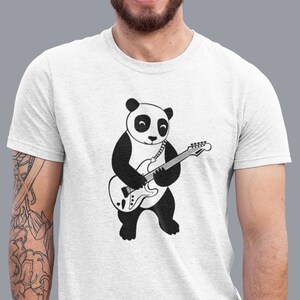 Cute Panda Playing Guitar Men T-Shirt, Music Tee, Guitarist Shirt, Cute Animal Guitar Tee, Music Gifts Unisex Mens Graphic Tshirt