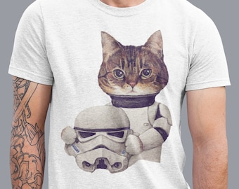 Camiseta de gato Star Wars, camiseta com traje de Stormtrooper, camiseta fofa de Star Wars, presente para amantes de Star Wars, camisetas para amantes de gatos, camiseta de animal para viagem à Disneylândia
