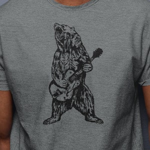 Graphic Bear Playing Guitar Men T-Shirt Gift, Music Tee, Music Gifts Unisex Mens Tshirt