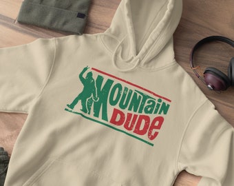Bigfoot Hooded Swatshirts, Mountain Dude Pullover, Sasquatch Hoodie, Funny Big foot Shirt, Retro Hiking Graphic Yeti Shirt, Camping Gift