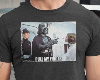 Camiseta engraçada de Star Wars, camiseta Pull My Finger, camiseta engraçada de Darth Vader, camiseta de presente para adultos do filme Darth Vader Rebel Princess Leia para homens