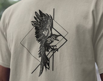 Camiseta Viking Crow, camisa ODIN RAVEN, camiseta gráfica unisex, camiseta Valhalla, regalo de mitología escandinava, camiseta Nordic Raven, camiseta pagana