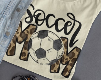 Soccer Mom Shirt | Soccer Mom Leopard Print Bleached Distressed Shirt | Cute Trendy Soccer Mom T-Shirt, Soccer Tee