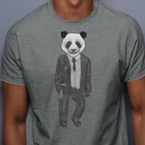 Cool Suit Panda Mens Graphic T-Shirt, Stylish Panda Tee, Graphic Tee, Animal Lover Shirt, Funny Boyfriend Gift,