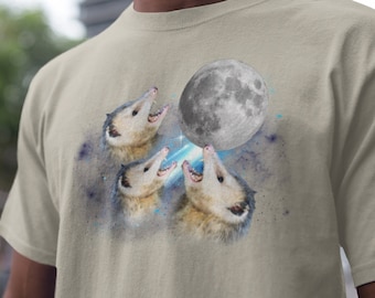 Drei Possums Heulen am Mond Vinatge Shirt, Retro Opossum Liebhaber Tshirt, lustiges Possum T-Shirt, Distressed Baumwolle Unisex T-Shirt, Possum Geschenke