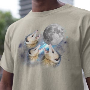 Three Possums Howling at Moon Vinatge Shirt, Retro Opossum Lover Tshirt, Funny Possum Tee, Distressed Cotton Unisex Tee, Possum Gifts