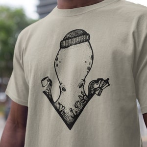 Barista Tattooed Octopus Men T-Shirt Gift, inked Octopus Gift Shirt, Ocean Lover Gifts, Octopus with Coffee Mens Tshirt Gift,