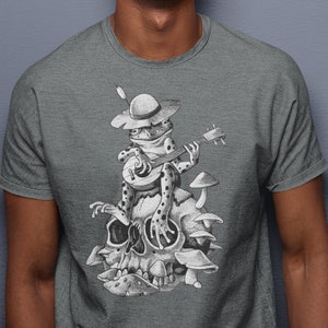 Frog Guitar Men Graphic Shirt Gift, Western Music Tee, Musician Gifts, Retro Unisex Tshirt, Cowboy Frog Meme T-shirt, frog playing a banjo