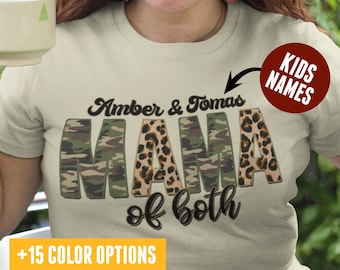 Mamá personalizada de ambas camisetas para mujeres, mamá personalizable de ambas camisas para mamá para el Día de la Madre, regalo personalizado para mamá de ambas mamás personalizadas