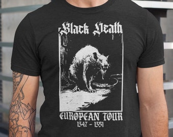 Black Death T-Shirt, Medieval Rat Shirt, Gothic Clothing, Funny History Shirt, Dark Academia, European Tour, sarcastic horror offensive tee