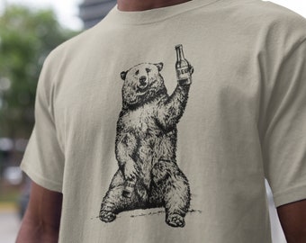 Bear Drinking Bear Shirt, Craft Beer Lover Gift, Bear Beer Shirt, Funny Grizzly Shirts, Funny Camping Shirt, Cool Drinking Alcohol Humor Tee