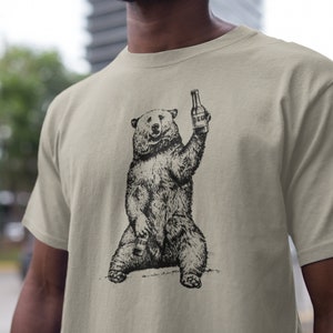 Bear Drinking Bear Shirt, Craft Beer Lover Gift, Bear Beer Shirt, Funny Grizzly Shirts, Funny Camping Shirt, Cool Drinking Alcohol Humor Tee
