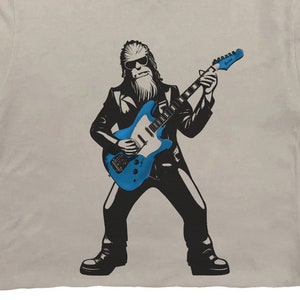 Sasquatch Electric Guitar T Shirt, Bigfoot Playing Guitar Tee, Cool Vintage Graphic Rock Gift, Guitarist Player TShirts, Funny Novelty Shirt