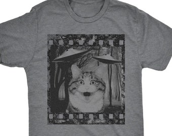 Katt och UFOn, Grafiska T-shirts, Roliga T-shirts, Herr-T-shirt, Grafiska T-shirts, T-shirtpresenter, T-shirts, Novelty T-shirts, Herr-T-shirtpresenter, Konstig T-shirt