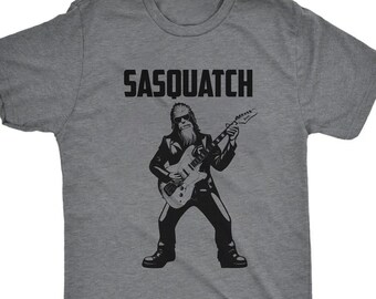 Big Foot Guitar T Shirt, Funny Vintage Guitar Shirt, Bigfoot Playing Guitar Cool 90s Graphic Tee, Sasquatch Graphic Tee, Sasquatch Gifts