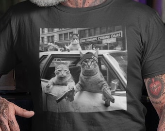 Funny Cat Gang Vinage T-shirt, Cat Hoodie, Funny Graphic Tee, Meme Sweatshirt, Kitty Graphic Tee Gift, Cat Lover gift, Cute Cat crewneck