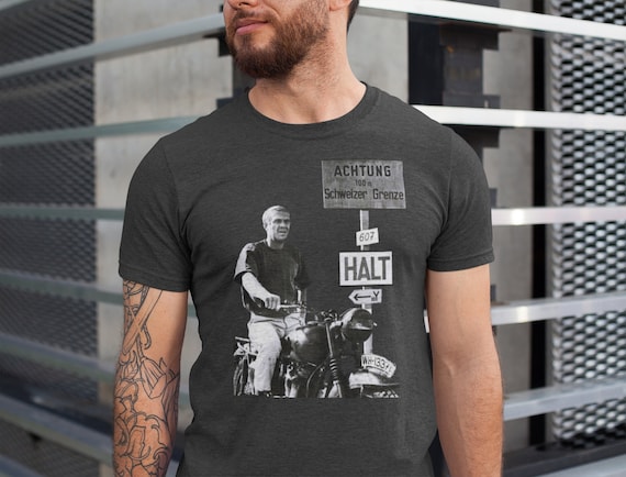 The Great Escape Shirt, Steve McQueen Tshirt, Racer biker vintage t-shirt, Motorcycle Printed Shirt, Funny Husband Gift, Bullitt Shirt