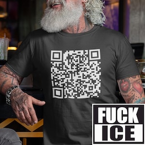 Camiseta con el código QR "Fuck ICE", camiseta de protesta, derechos de inmigración, justicia social, 100% algodón.