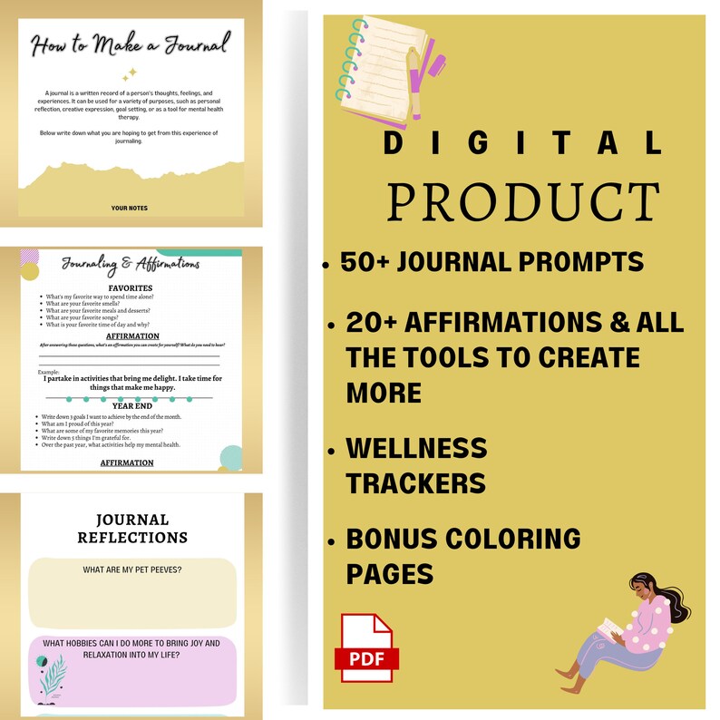 Journal Prompts & Affirmation Workbook | Mindfulness Workbook ...