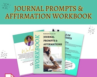 Livro de instruções e afirmações do diário | Livro de exercícios de atenção plena | Diário para impressão | Solicitações de diário | Caderno Digital | Alerta de reflexão