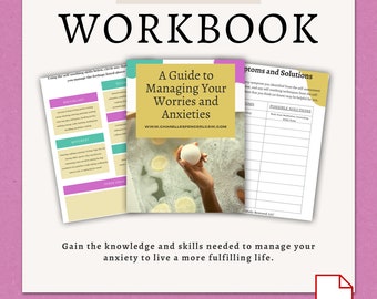 Livro de exercícios de ansiedade | Planilhas de ansiedade l Diário de ansiedade | Planilha de terapia | Diário digital de autoamor de cura interior | Ansiedade | Problema mental